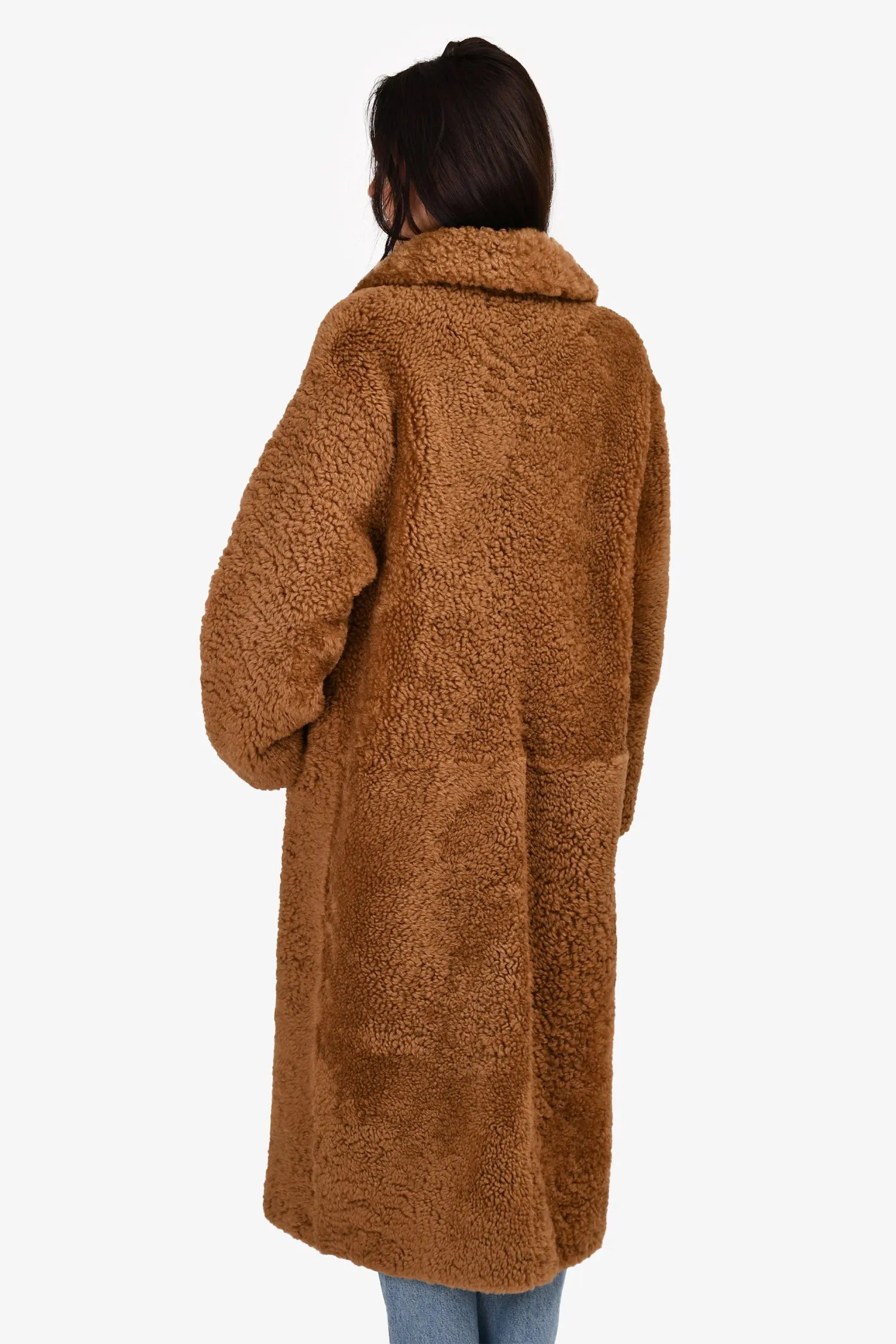 A.L.C. Brown Shearling Wrap Coat Size L