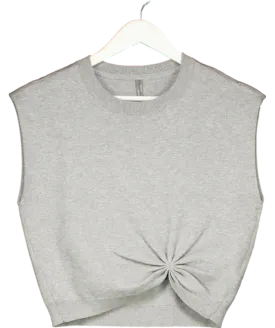 Anthropologie Grey Gathered Front Sleeveless Knit Vest UK XS