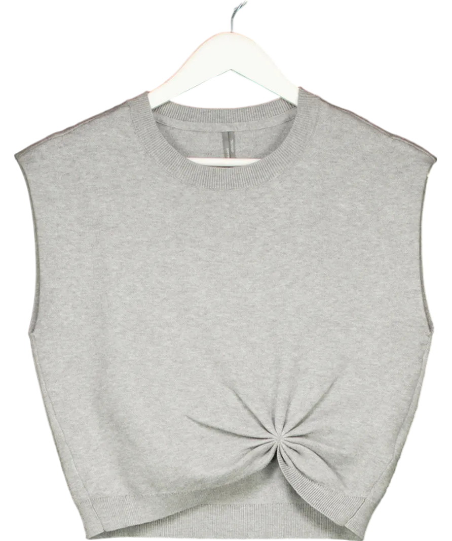 Anthropologie Grey Gathered Front Sleeveless Knit Vest UK XS