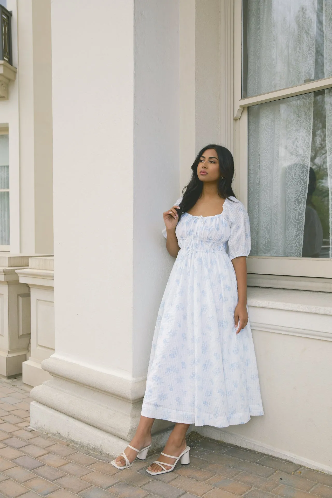 Antonia Blue Floral Midi Dress