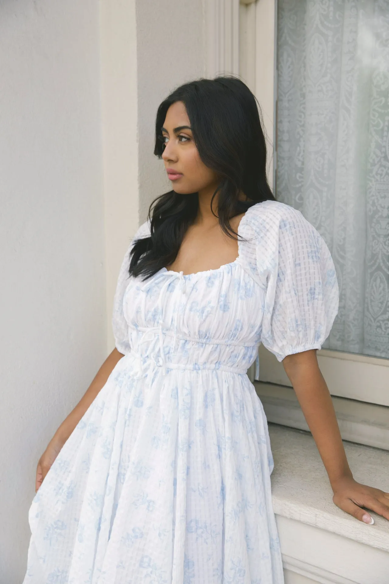 Antonia Blue Floral Midi Dress