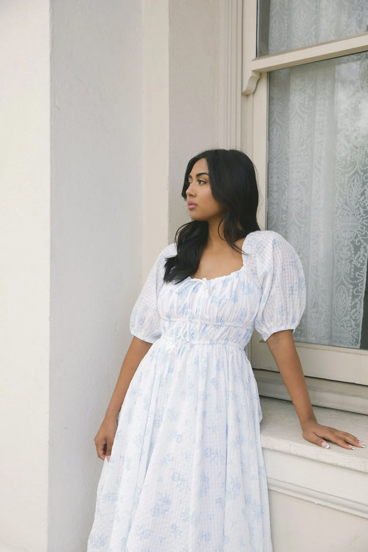 Antonia Blue Floral Midi Dress