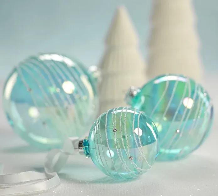 Arctic Aqua Glass Ornament Set