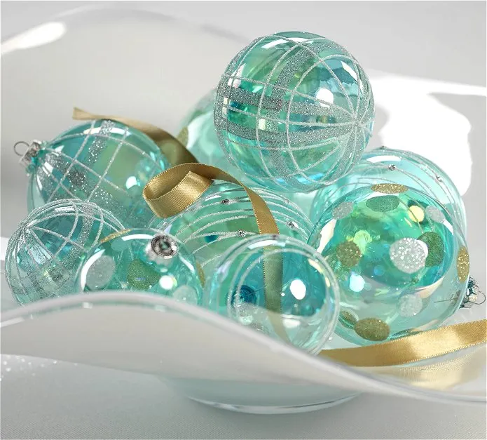 Arctic Aqua Glass Ornament Set