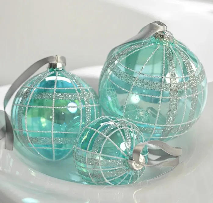 Arctic Aqua Glass Ornament Set