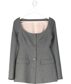 Attico Grey Marie Boat Neck Single Breasted Blazer UK 10