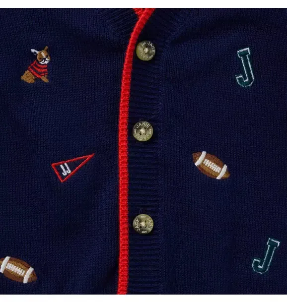 Baby Embroidered Varsity Cardigan - Merchant Marine