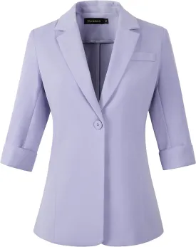 Beninos Womens 3/4 Sleeve Blazers Business Casual Solid Lightweight Suit Jacket Office Blazer