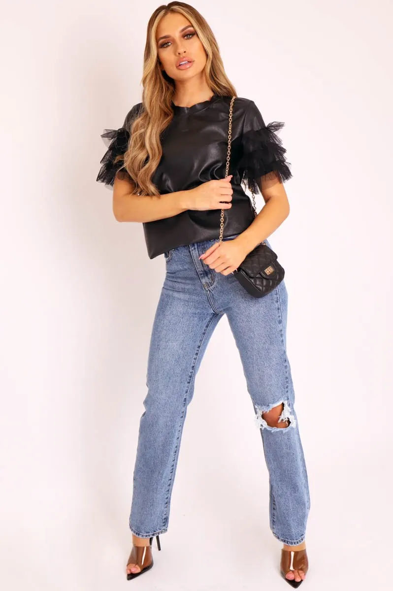 Blue Mid Wash Ripped Knee Straight Leg Jeans - Brilynn