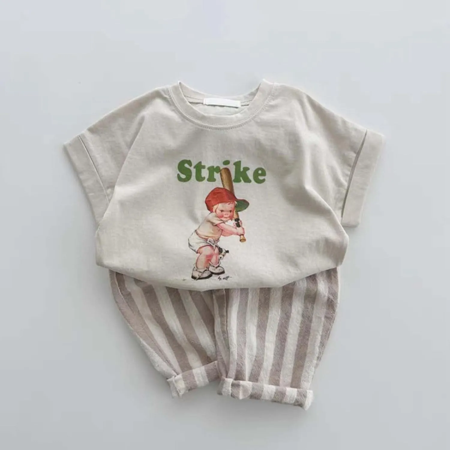 Boy's Classic Casual Pull on Pants Thin Cotton Stripe Elastics Waist Spring Summer Trousers Long Pants Youth Joggers