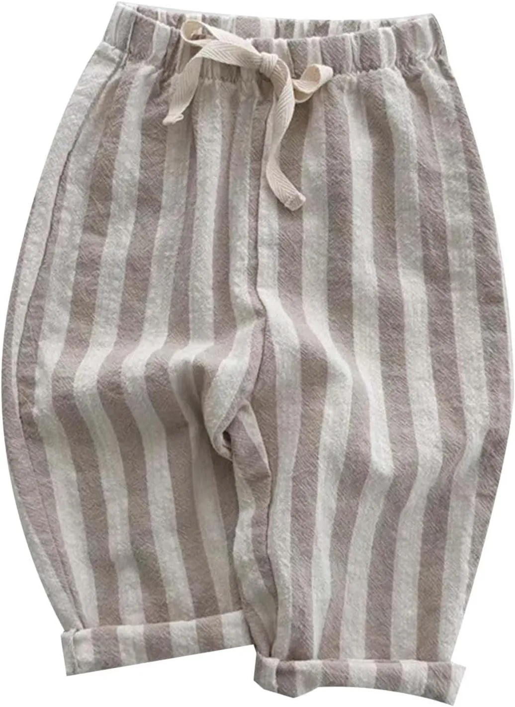 Boy's Classic Casual Pull on Pants Thin Cotton Stripe Elastics Waist Spring Summer Trousers Long Pants Youth Joggers