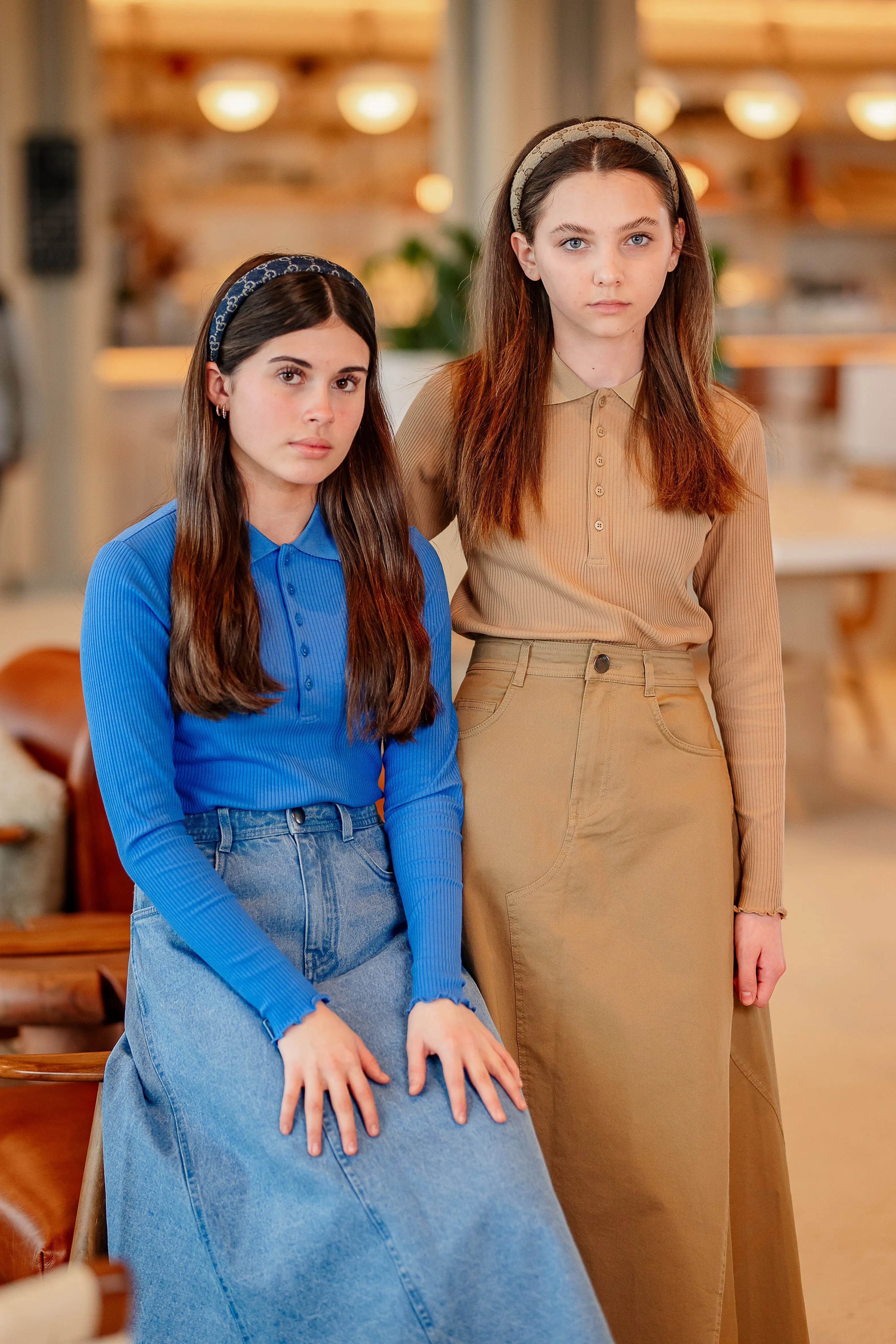 CCB Blue Ribbed Collar Top