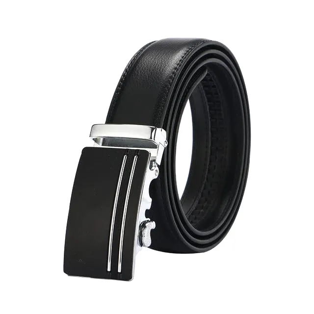 Classy Men Black Leather Suit Belt