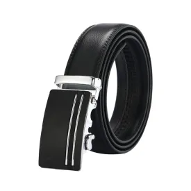 Classy Men Black Leather Suit Belt