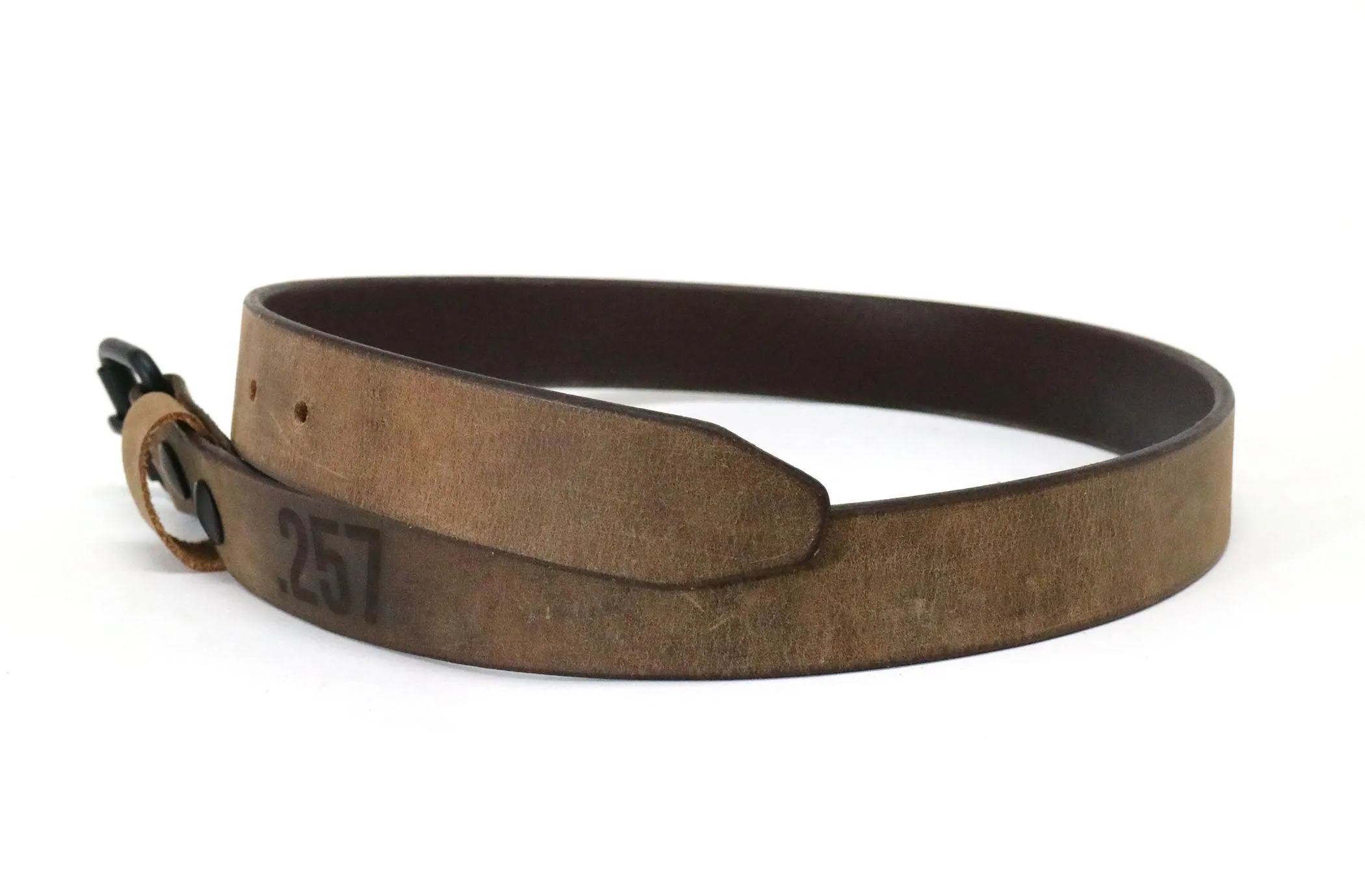 Crazy Horse Buffalo Leather Belt - Matte Black Hardware