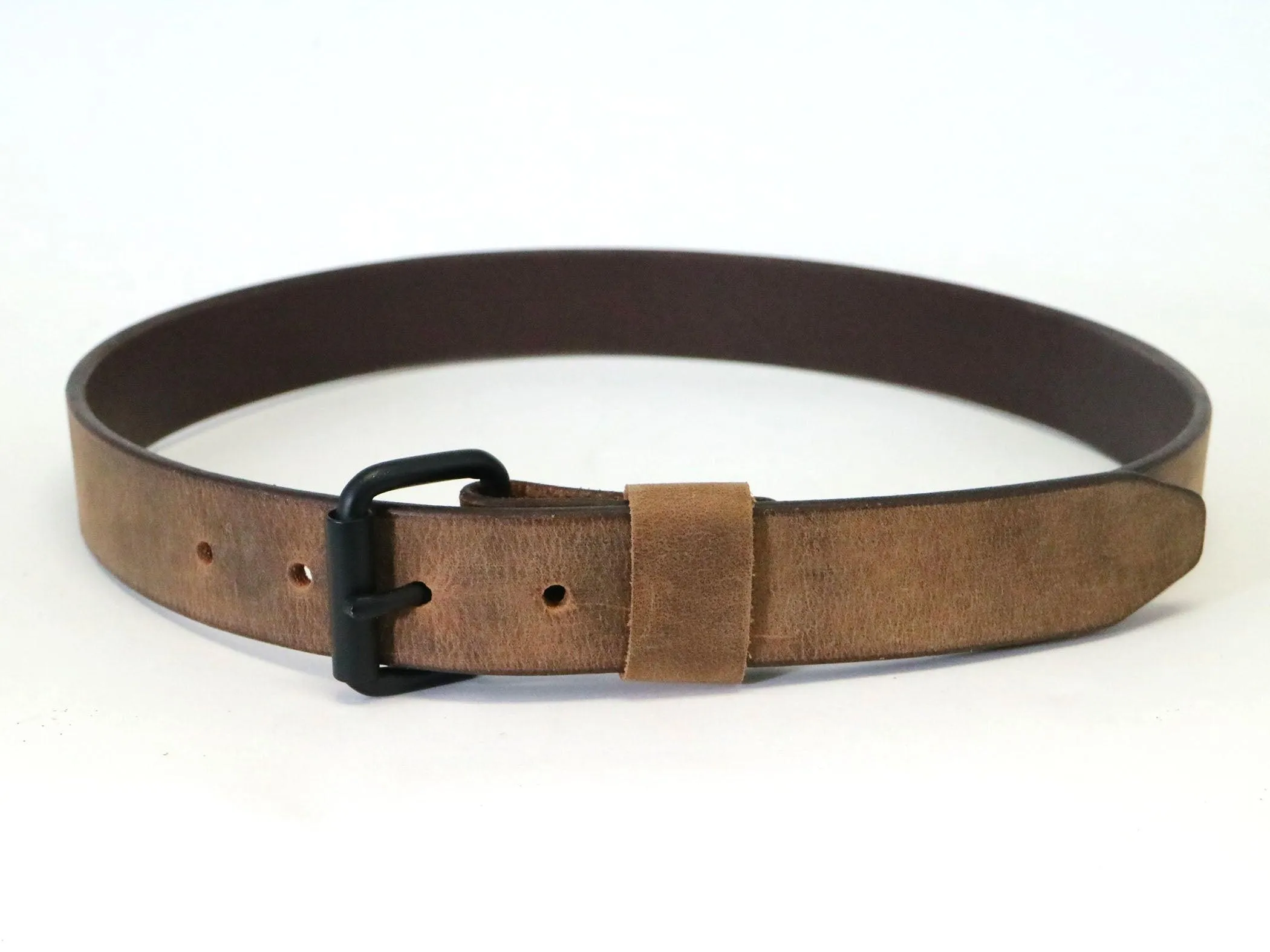 Crazy Horse Buffalo Leather Belt - Matte Black Hardware