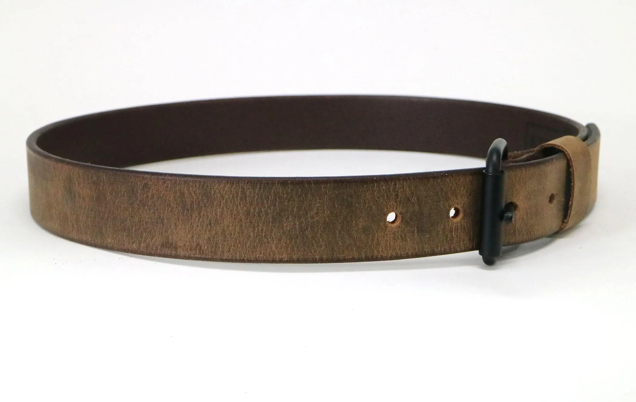 Crazy Horse Buffalo Leather Belt - Matte Black Hardware