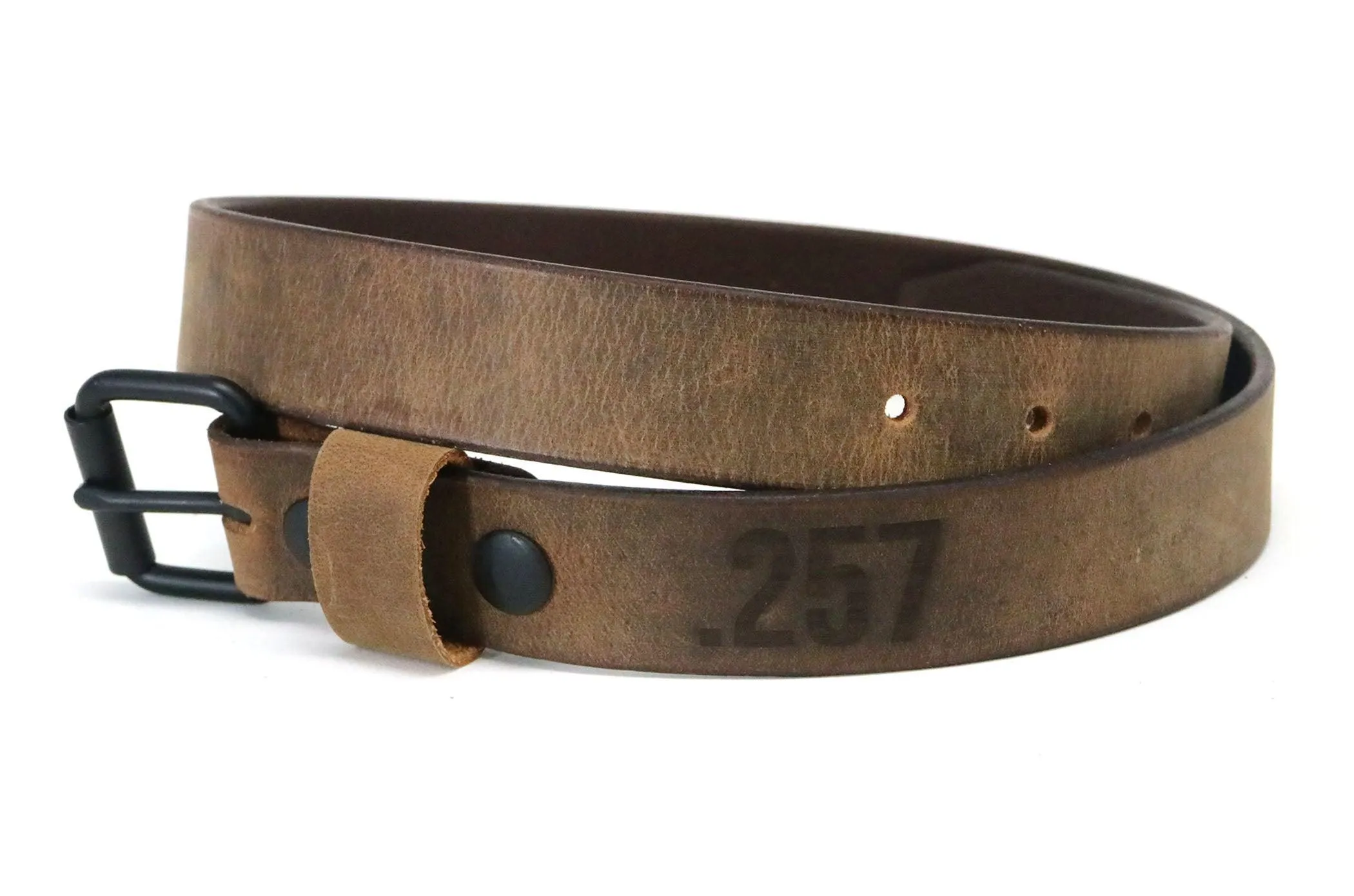 Crazy Horse Buffalo Leather Belt - Matte Black Hardware