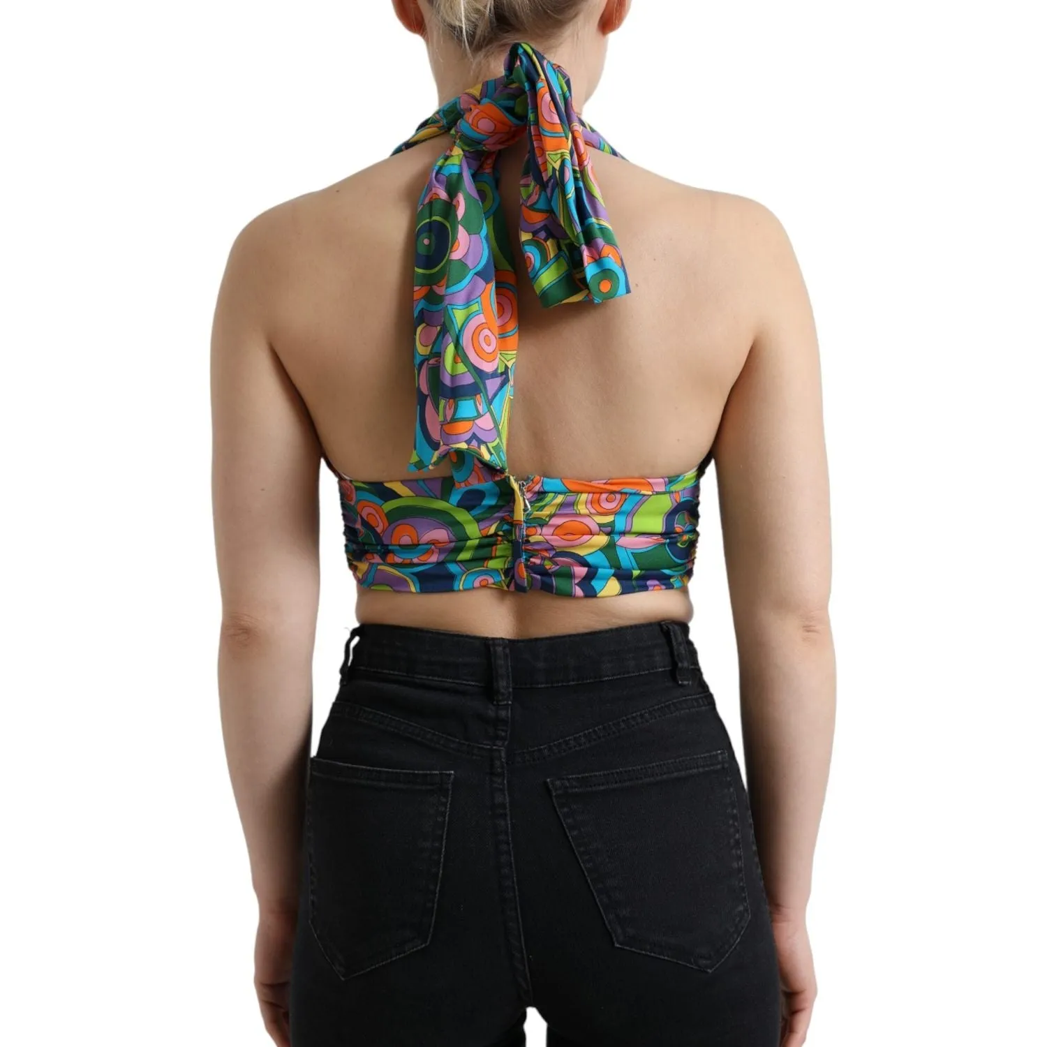Dolce & Gabbana Elegant Silk Blend Halter Cropped Top