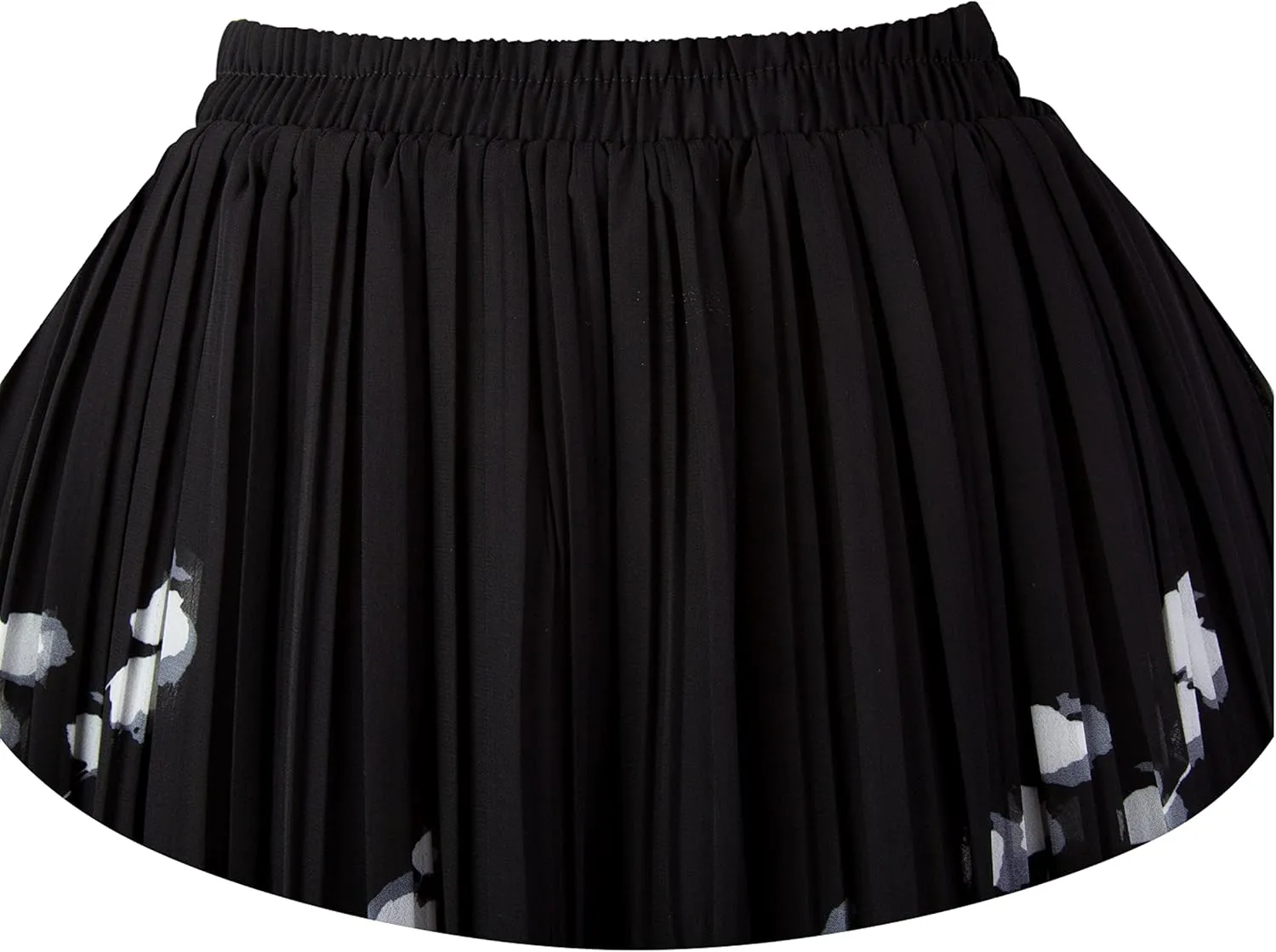 Kingfancy Women's Pleated Skirt Chiffon Elastic Waist A-Line Midi Length Skirt