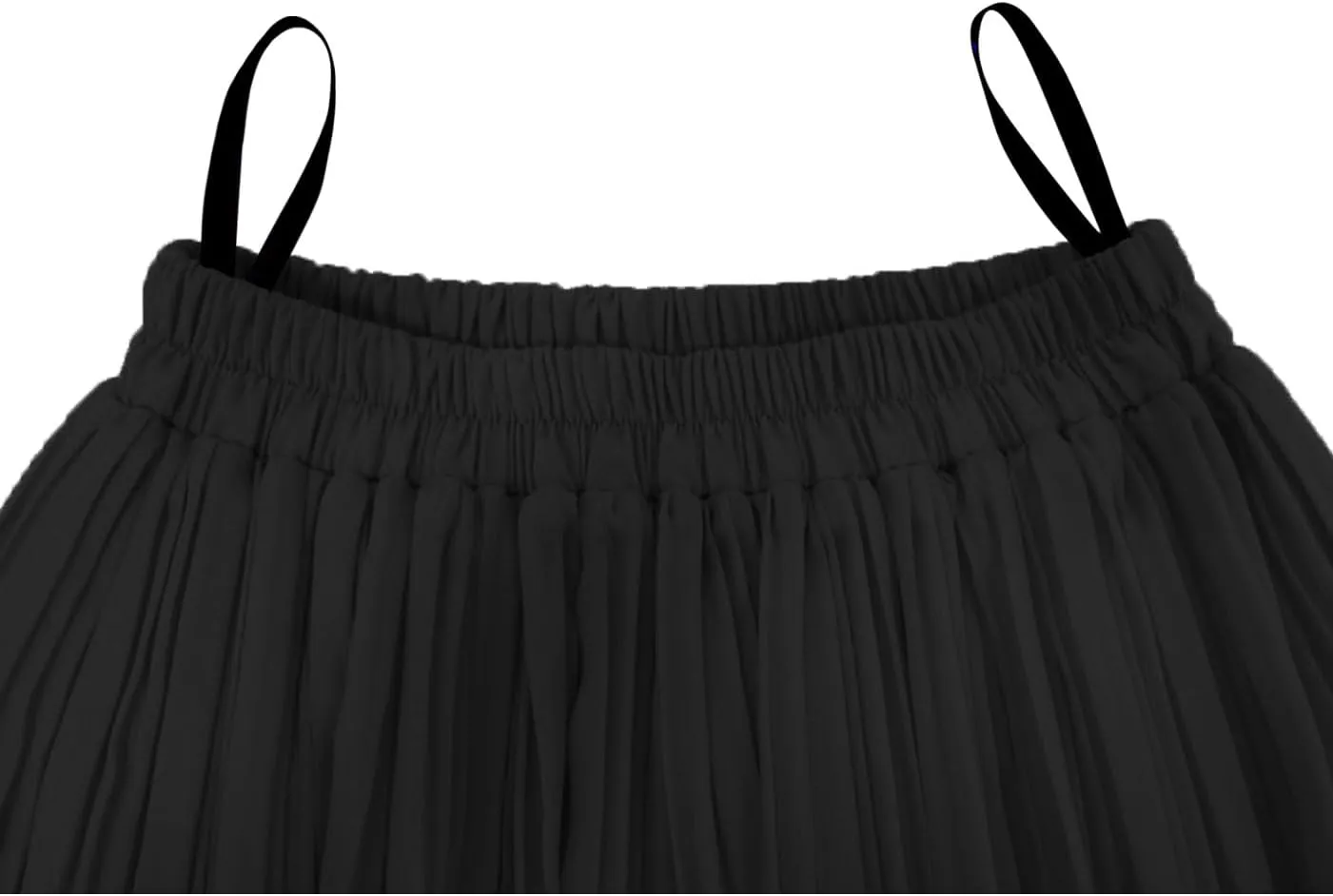 Kingfancy Women's Pleated Skirt Chiffon Elastic Waist A-Line Midi Length Skirt
