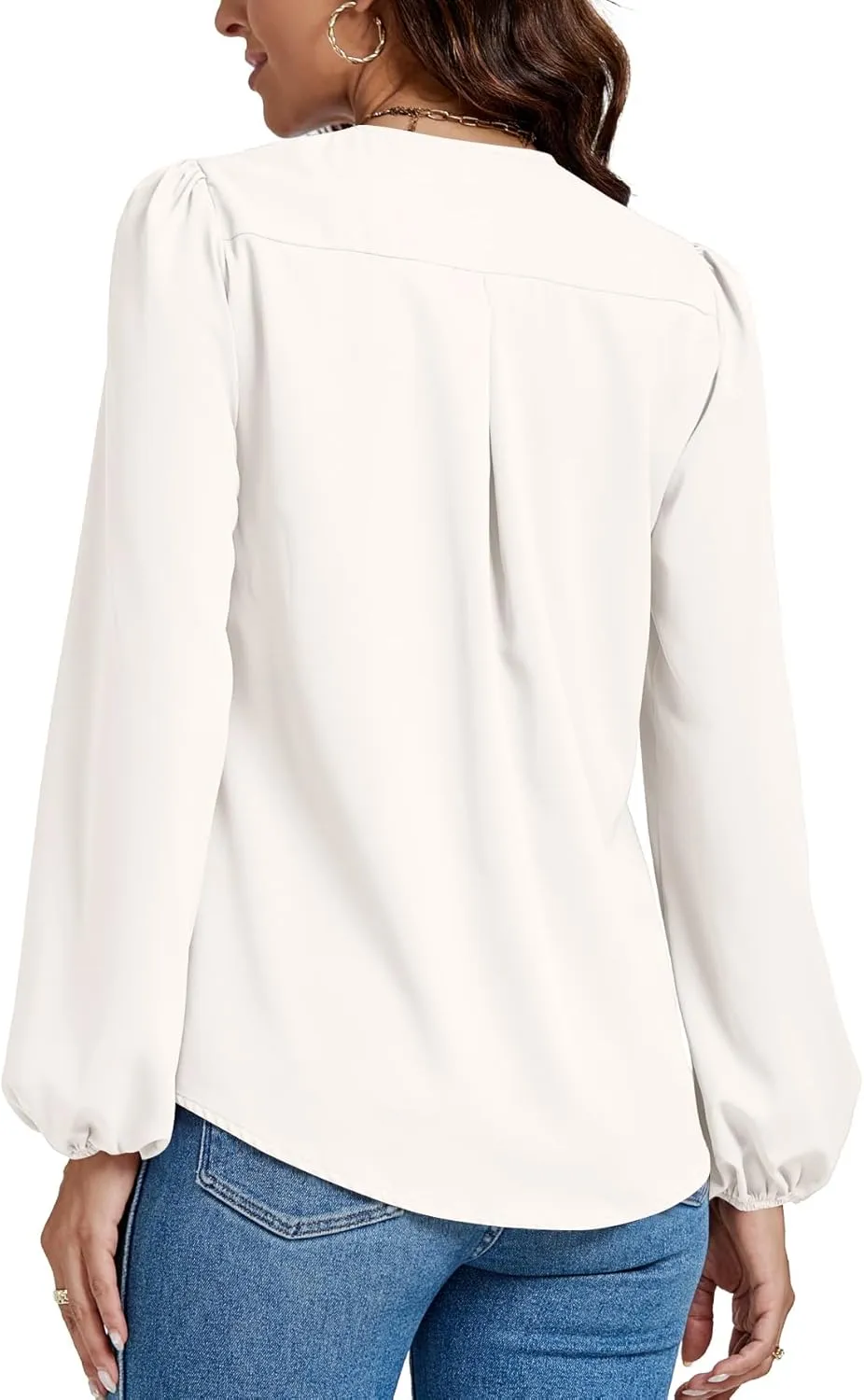LYANER Women's V-Neck Long Sleeve Solid Tee Shirt Blouse Top