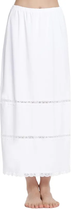 MANCYFIT Half Slip for Women Under Dresses Full Length Long Under Skirt with Lace 36"