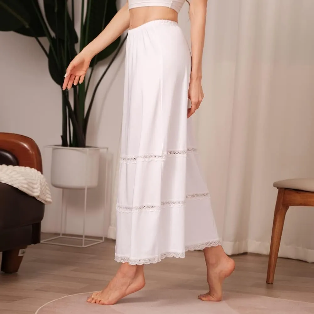 MANCYFIT Half Slip for Women Under Dresses Full Length Long Under Skirt with Lace 36"