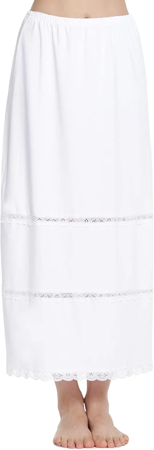 MANCYFIT Half Slip for Women Under Dresses Full Length Long Under Skirt with Lace 36"