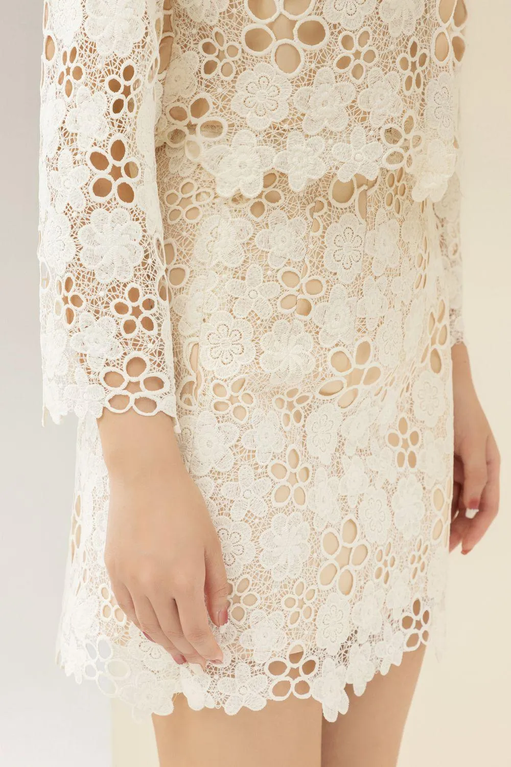 Maria A-line Back Zipper Lace Mini Skirt