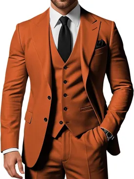 Men's 3 Piece Suits Slim Fit Peak Lapel 2 Button Blazer Jacket Vest Pants Set Wedding Business Prom Party Suit