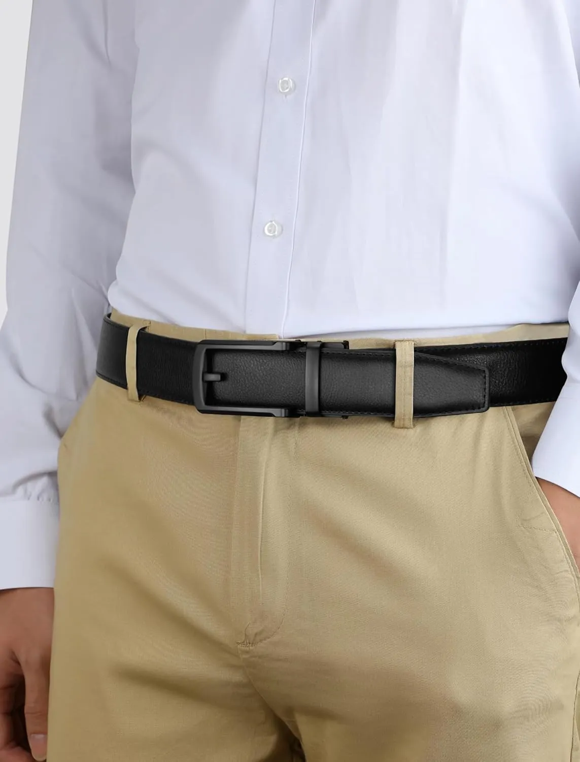 Mens Belt Ratchet Belts Dress Casual Leather Belt for Men With Slide Adjustable Click Buckle Gifts Box