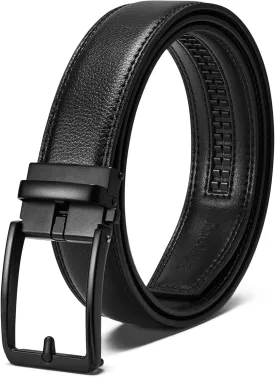 Mens Belt Ratchet Belts Dress Casual Leather Belt for Men With Slide Adjustable Click Buckle Gifts Box