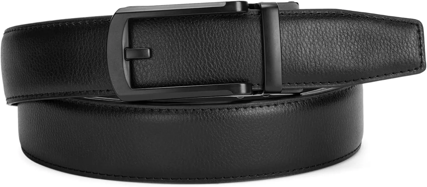 Mens Belt Ratchet Belts Dress Casual Leather Belt for Men With Slide Adjustable Click Buckle Gifts Box