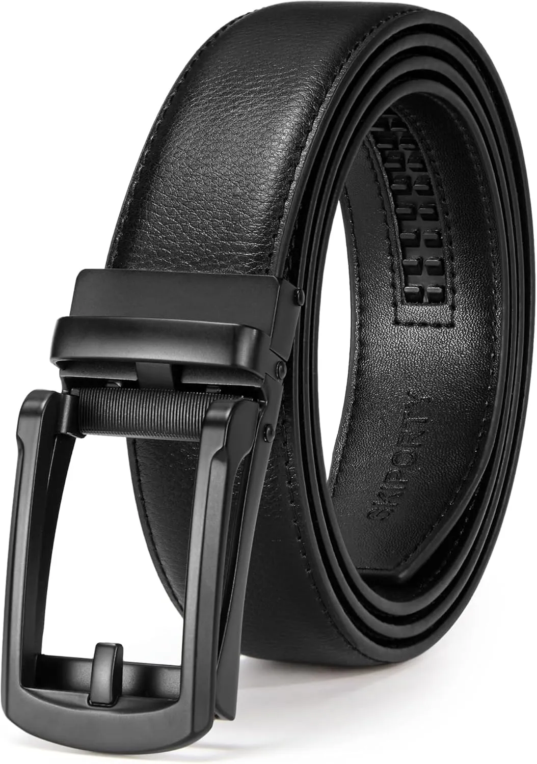 Mens Belt Ratchet Belts Dress Casual Leather Belt for Men With Slide Adjustable Click Buckle Gifts Box