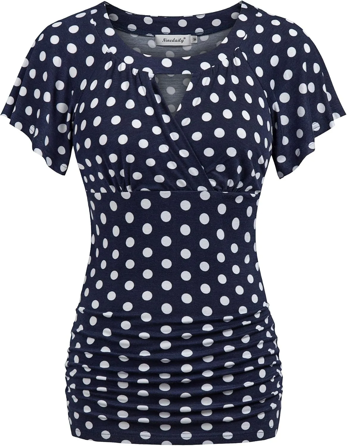 Ninedaily Women Dressy Tunic Tops Crossover V Neck Raglan Sleeve Ruched Blouse