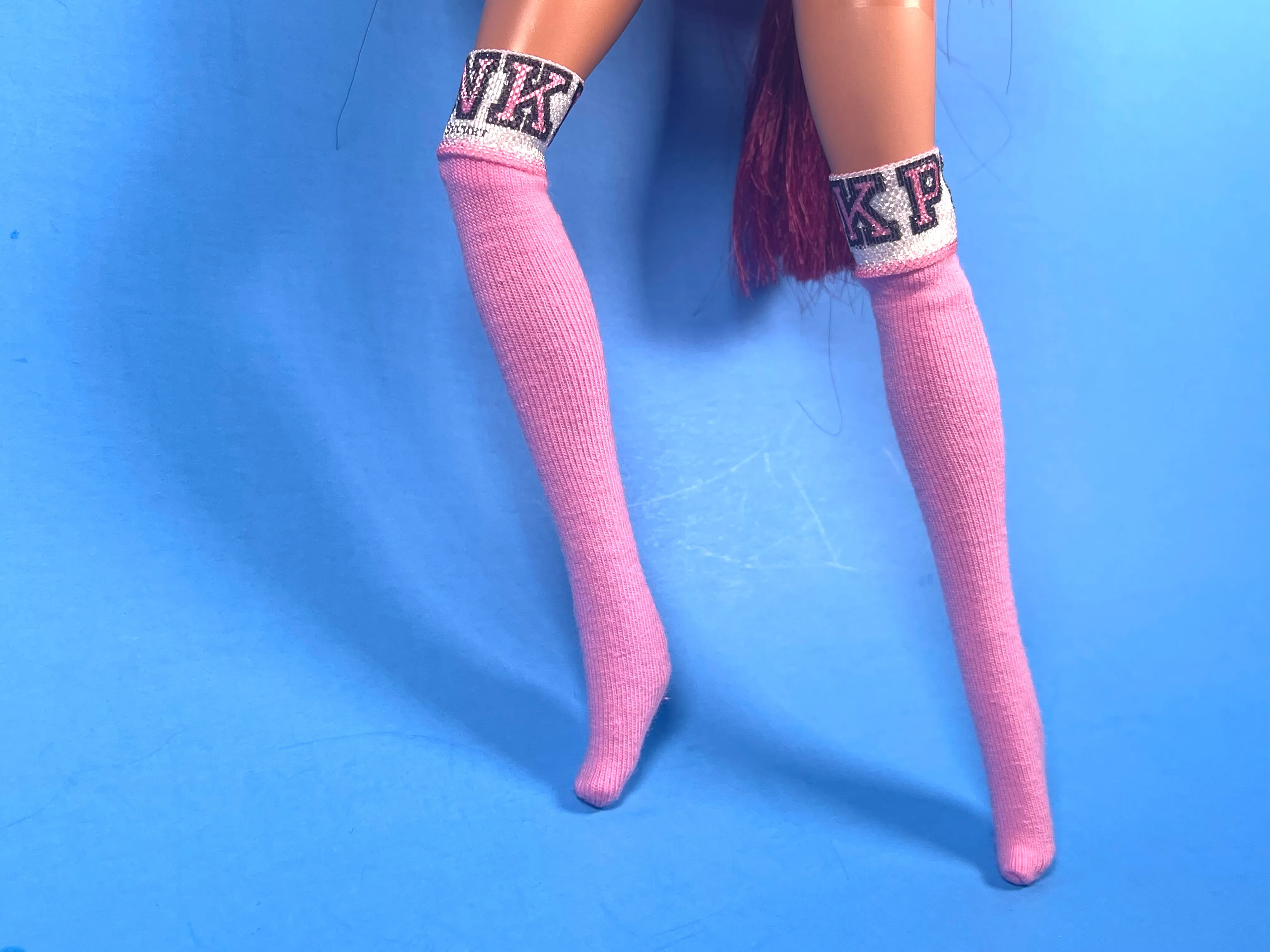 Pink socks for fashion dolls logo pink miniature high socks