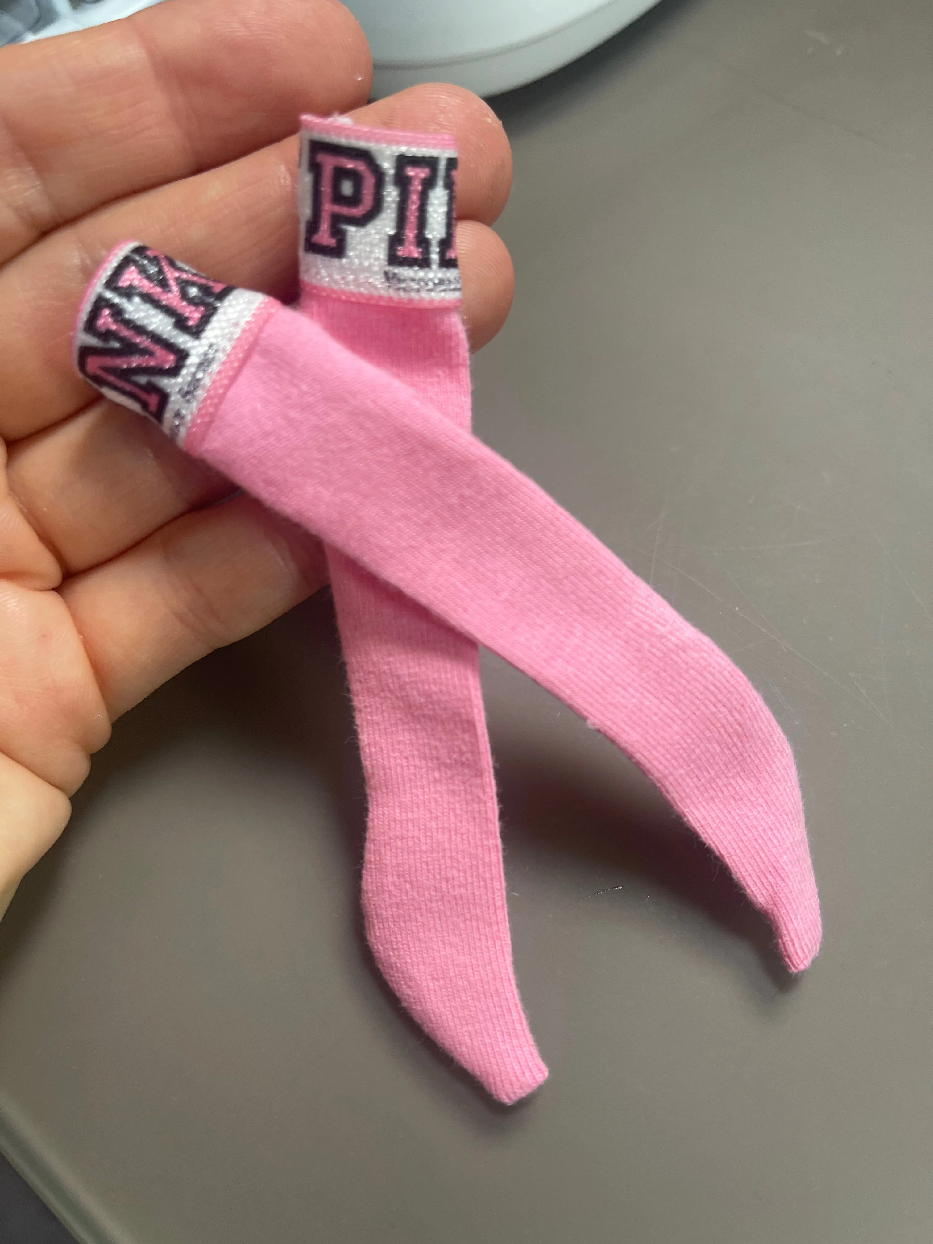 Pink socks for fashion dolls logo pink miniature high socks