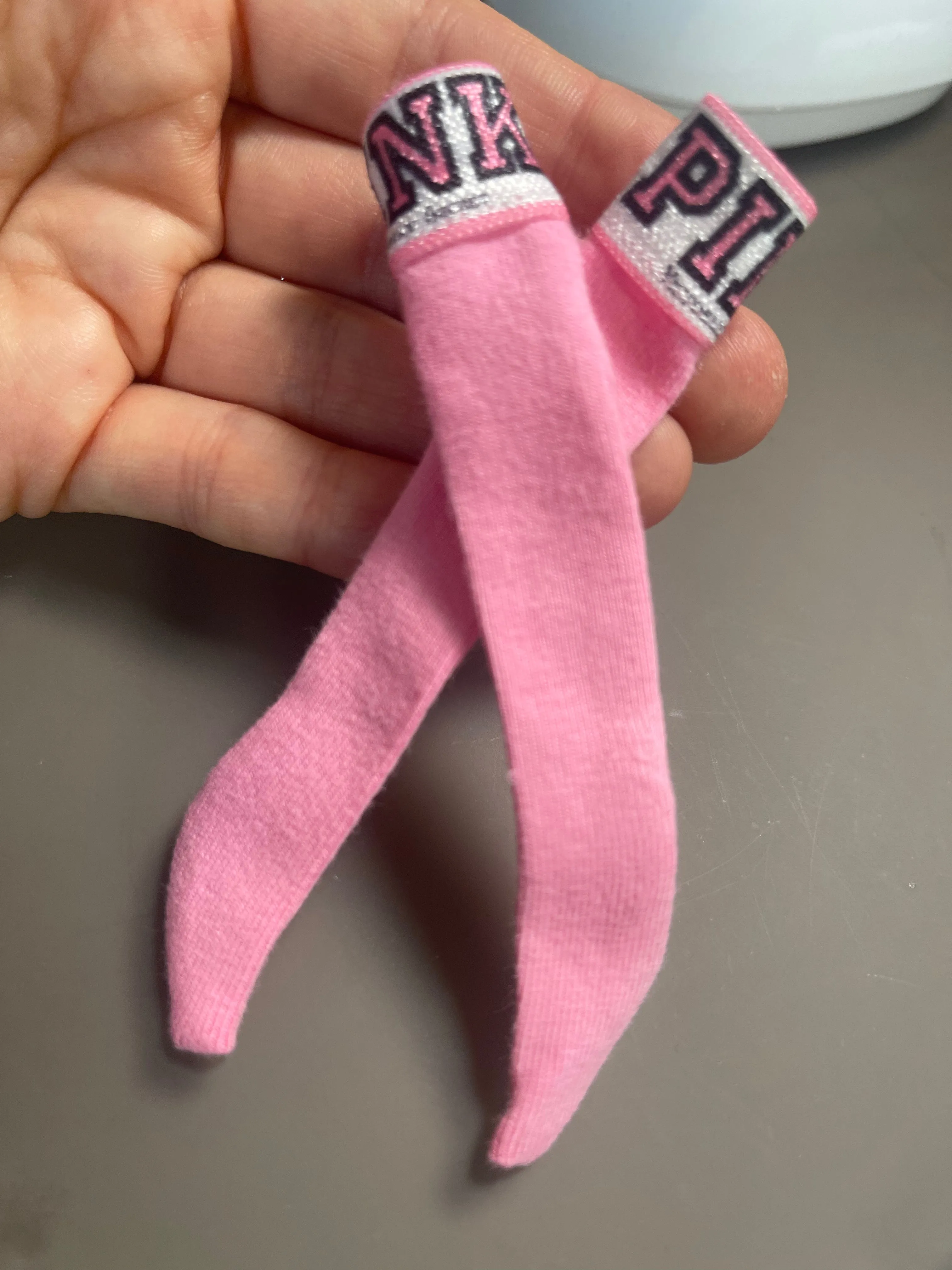 Pink socks for fashion dolls logo pink miniature high socks