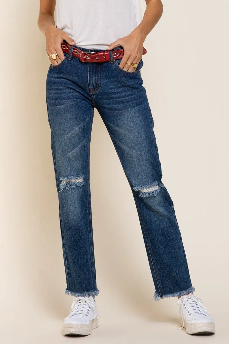 POL Straight Leg Dark Wash Denim Jeans