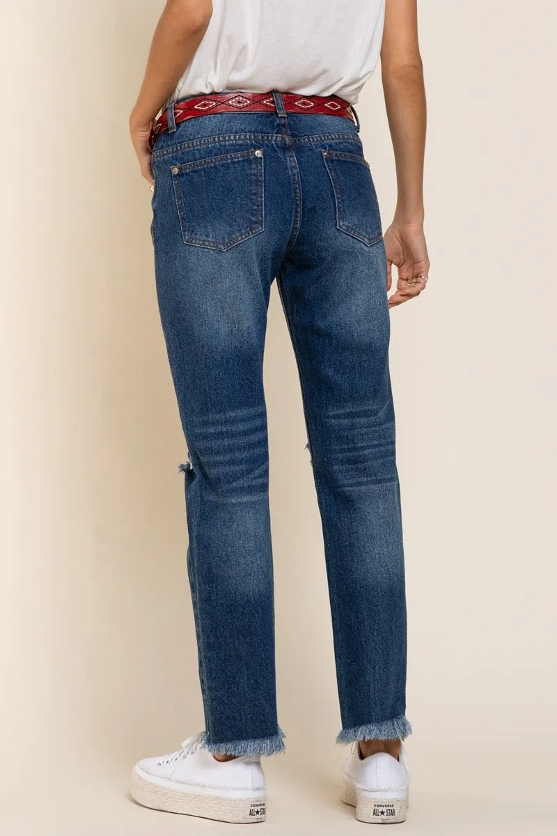POL Straight Leg Dark Wash Denim Jeans