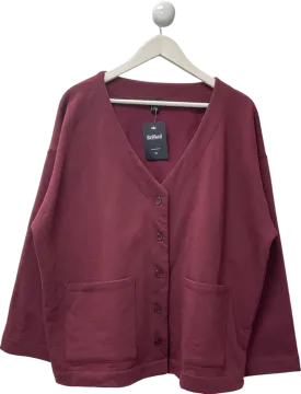 PrettyLittleThing Purple Burgundy Premium Fleeceback Button Front Sweat Cardigan UK M