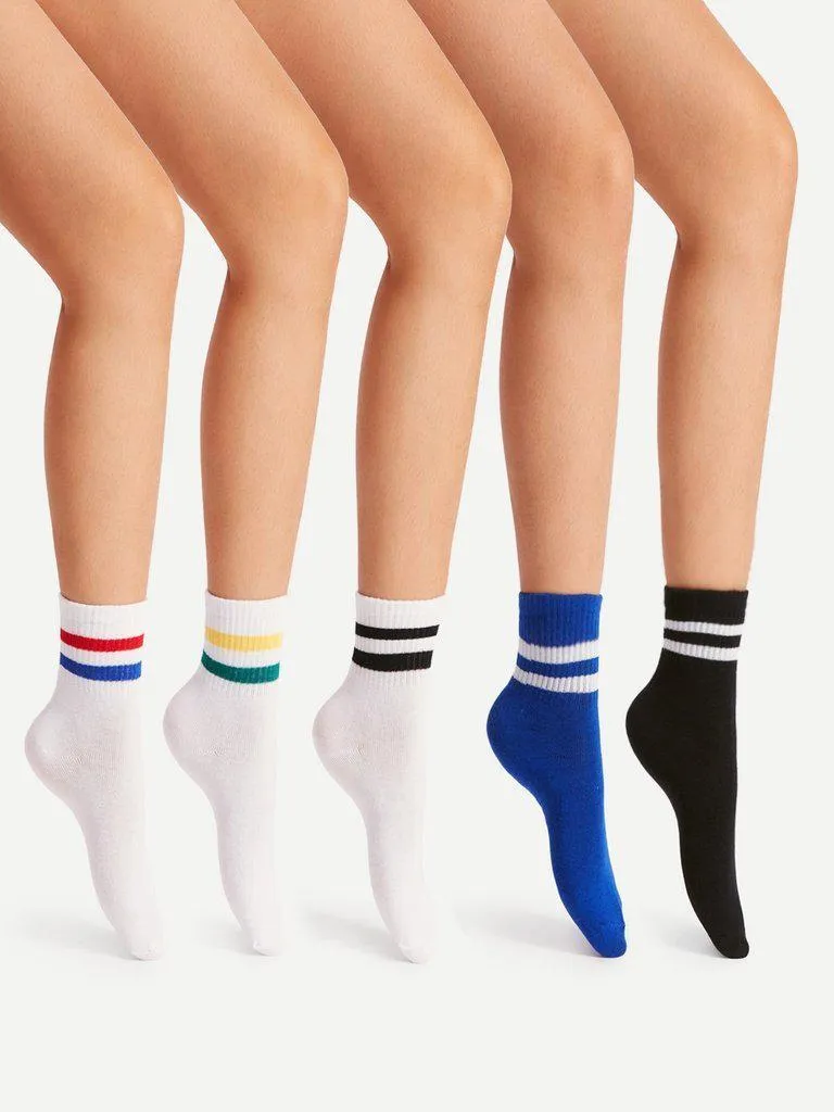 Striped Detail Ankle Socks 5pairs