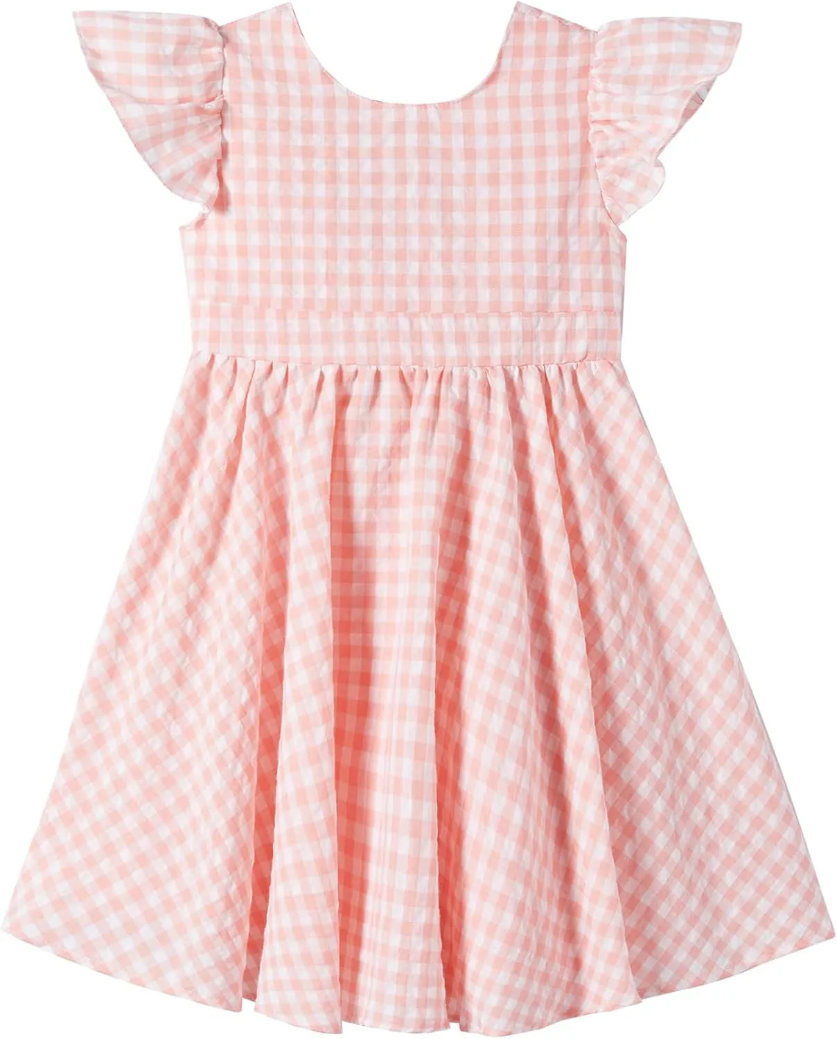Toddler Girls Lace Dress Baby Kids Tie Back Bow Pom Pom Ruffle Sleeve Backless Party Princess Dresses
