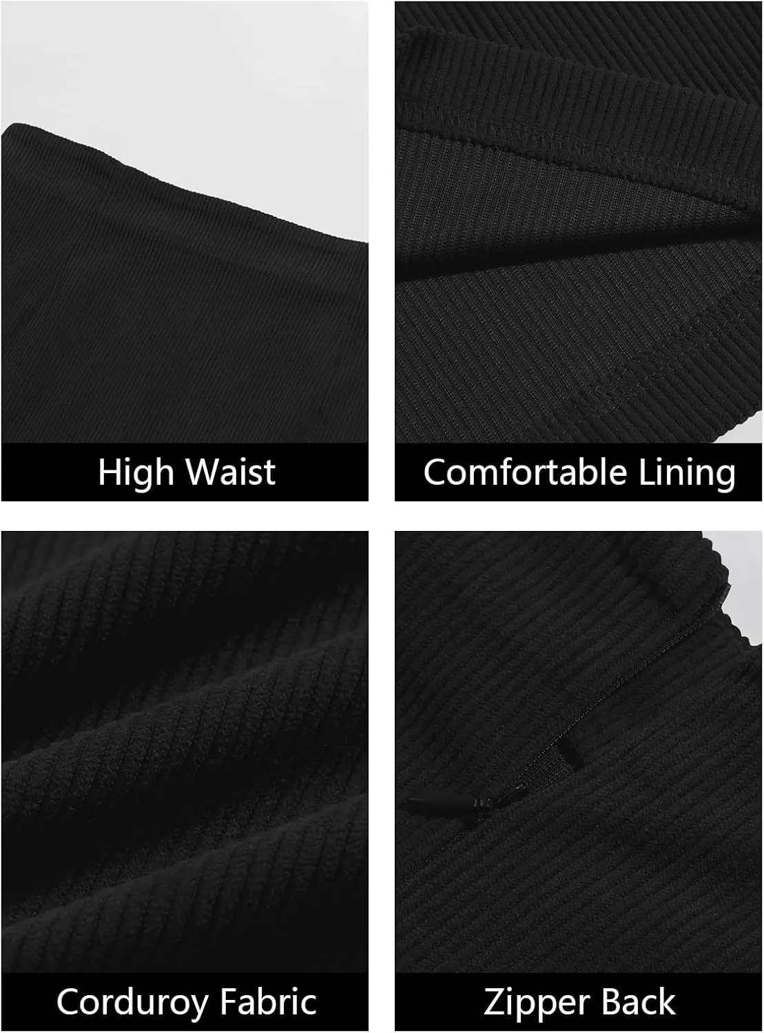 Wenrine Womens Mini Skirt High Waisted Basic Casual A-line Short Pencil Corduroy Skirts