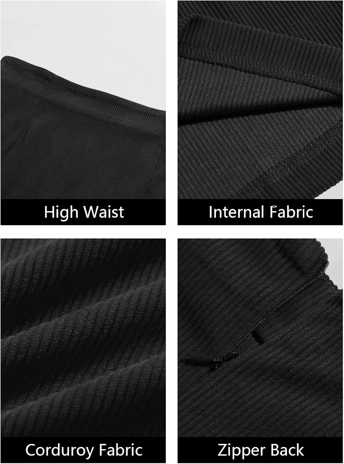 Wenrine Womens Mini Skirt High Waisted Basic Casual A-line Short Pencil Corduroy Skirts