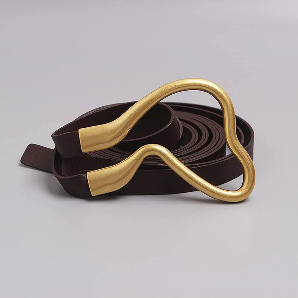 Women Double Strap Tie Knot PU Leather Belt Big Buckle Waist Cinch
