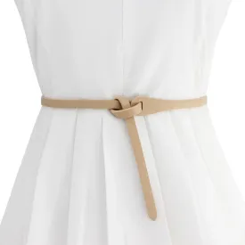Women Faux Leather Belt Fashion Tie a Knot Thin Waist Belt for Jeans Dress