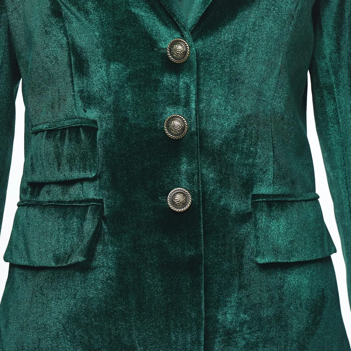 Women Vintage Velvet Blazer Jacket V-Neck Work Office Suit Slim Fit Slit Blazer Long Sleeves Dressy Coat