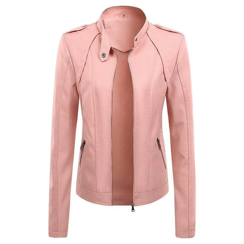 Women's Leather Coat New Slim Lapel Fashion